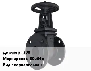 Задвижка чугунная 300 30ч66р параллельная